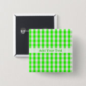 Neon Green Gingham Pattern van Shirley Taylor Vierkante Button 5,1 Cm (Voorkant /achterkant)