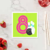 Neon Green Girl Bowling Verjaardagspapier servette Servet (Insitu)