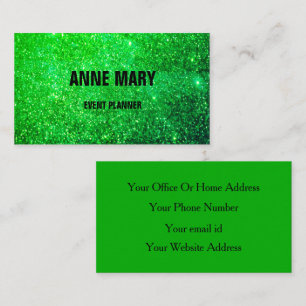 Neon Green Glitter Colorful Wedding Event Planner Visitekaartje