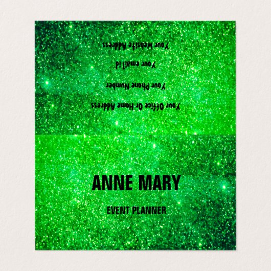 Neon Green Glitter Pattern Colorful Bright Wedding Visitekaartje (Buitenkant ongevouwen)