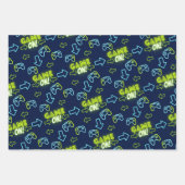 Neon Green Glow Donkerblauw spel op controller gam Inpakpapier Vel (Voorkant)