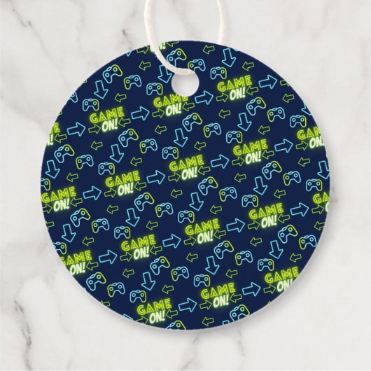 Neon Green Glow Spel Op Jongens Gaming Verjaardag Bedankjes Labels (Achterkant)