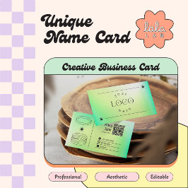 Neon Green Gradient Trendy Bewerkbaar Visitekaartj Visitekaartje