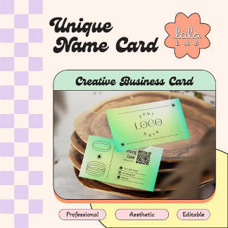 Neon Green Gradient Trendy Bewerkbaar Visitekaartj Visitekaartje