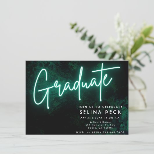 Neon Green Graduation Party Kaart (Staand voorkant)