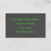 Neon Green Grey Custom Color Makeup Artist Salon Visitekaartje (Achterkant)