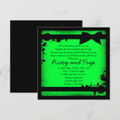 Neon green grunge black ribbon bruiloft nodigt uit kaart (Voorkant / Achterkant)
