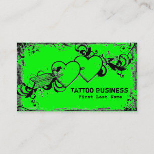 Neon green grunge tattoo visitekaartje