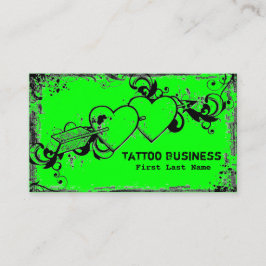 Neon green grunge tattoo visitekaartje