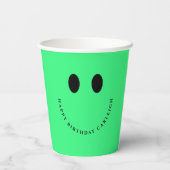 Neon Green Happy Face Custom Paper Cups Papieren Bekers (Achterkant)