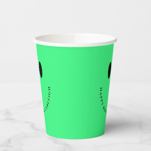 Neon Green Happy Face Custom Paper Cups Papieren Bekers (Links)