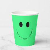 Neon Green Happy Face Custom Paper Cups Papieren Bekers (Voorkant)