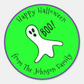 Neon Green Happy Halloween Schattigee enge Spooky  Ronde Sticker (Voorkant)