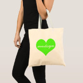 Neon Green Heart, aangepast budget Tas (Voorkant (product))