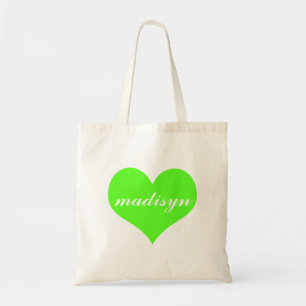 Neon Green Heart, aangepast budget Tas