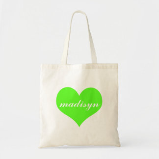 Neon Green Heart, aangepast budget Tas