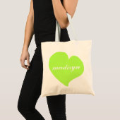 Neon Green Heart, aangepast budget Tas (Voorkant (product))