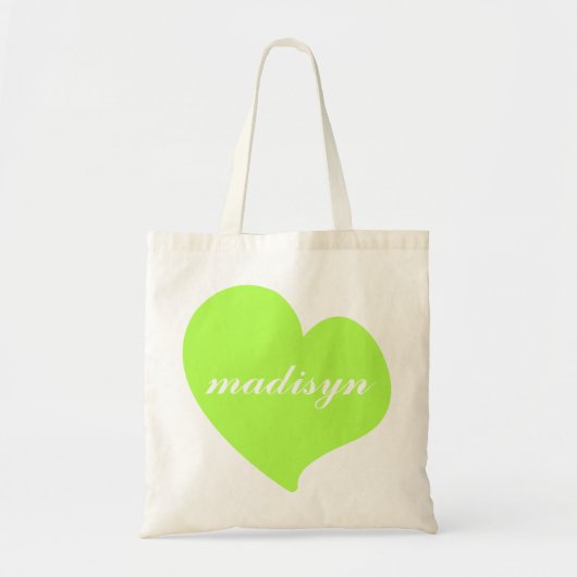 Neon Green Heart, aangepast budget Tas (Voorkant)