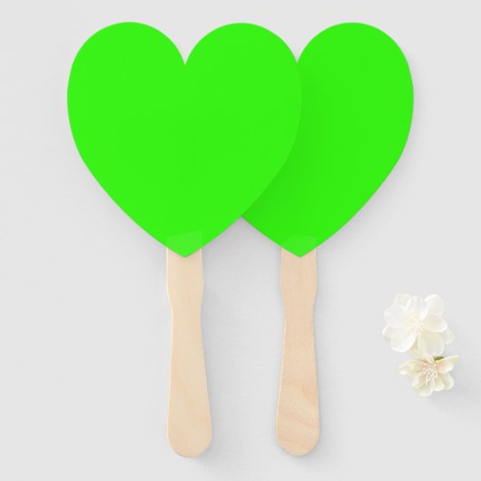 Neon Green Heart Fan Set – Customizable Handwaaier (Voorkant en achterkant)