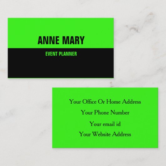 Neon Green, helder, aangepast dubbelkleurig Visitekaartje (Voorkant / Achterkant)