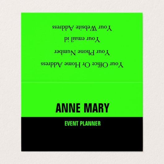 Neon Green Helderkleurig dubbelkleurig kleurrijk Visitekaartje (Buitenkant ongevouwen)