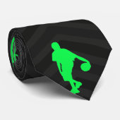 Neon Green, Hot Pink, basketbalspeler, zwart Stropdas (Opgerold)