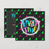 Neon Green, Hot Pink, Sneeuwski, Zwarte Chevron Kaart (Voorkant / Achterkant)