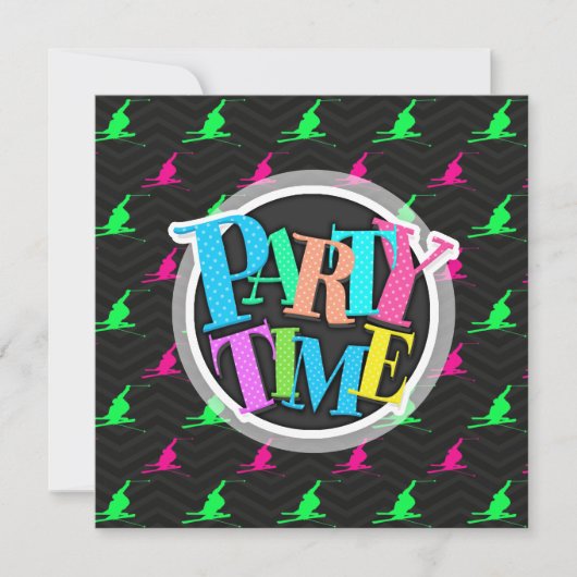 Neon Green, Hot Pink, Sneeuwski, Zwarte Chevron Kaart (Voorkant)