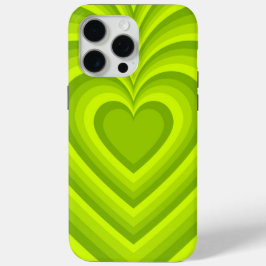 Neon Green Hypnotic Heart Love Patroon iPhone 15 Pro Max Hoesje