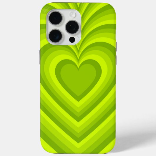 Neon Green Hypnotic Heart Love Patroon Case-Mate iPhone Case (Achterkant)