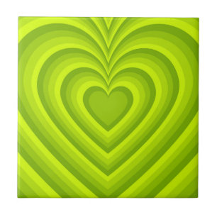 Neon Green Hypnotic Heart Love Patroon Tegeltje