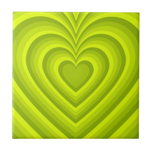 Neon Green Hypnotic Heart Love Patroon Tegeltje (Voorkant)
