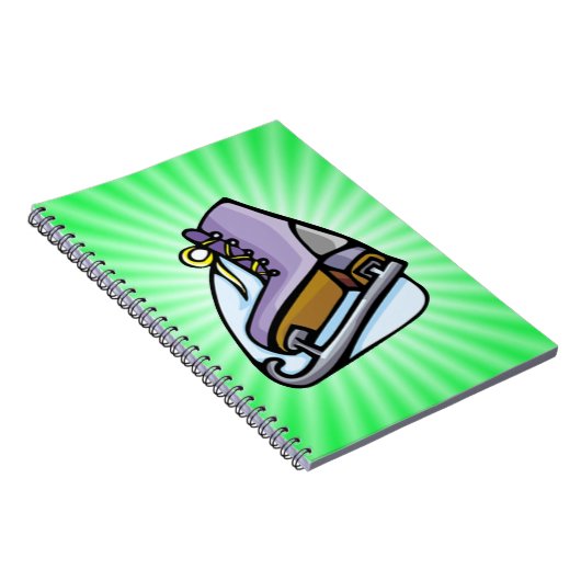 Neon Green Ice Schaats. Notitieboek (Rechterzijde)