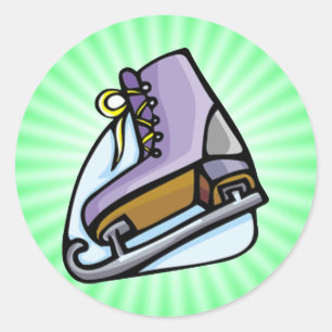 Neon Green Ice Schaats. Ronde Sticker