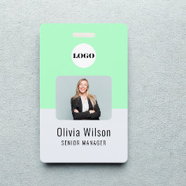 Neon Green ID Custom Business Logo Employee Photo  Badge