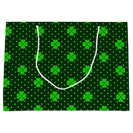 NEON GREEN IRISH CELTIC SHAMROCKS & POLKA DOTS GROOT CADEAUZAKJE