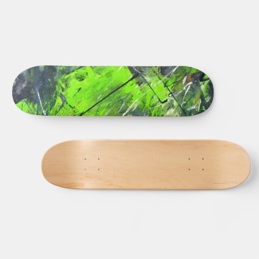 Neon Green Jungle Grunge Abstract Skateboard (Horizontaal)