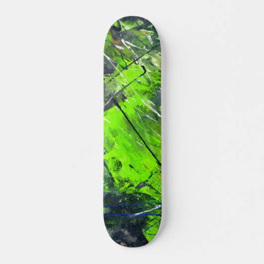 Neon Green Jungle Grunge Abstract Skateboard (Voorkant)