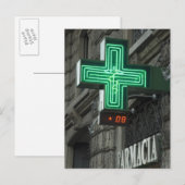 Neon Green kruis buiten Farmacia (geneesmiddelenwi Briefkaart (Voorkant / Achterkant)