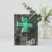Neon Green kruis buiten Farmacia (geneesmiddelenwi Briefkaart (Staand voorkant)
