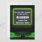 Neon Green Laser Label Gamer Verjaardagsfeestje Kaart (Achterkant)