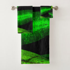 Neon Green Leaves Art. Bad Handdoek