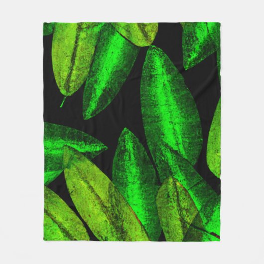 Neon Green Leaves Art. Fleece Deken (Voorkant)