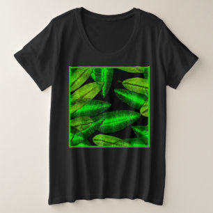 Neon Green Leaves Art. Grote Maat T-shirt