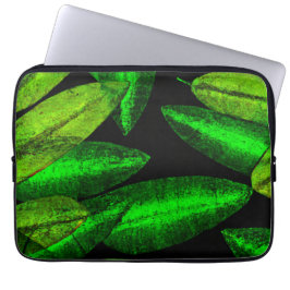 Neon Green Leaves Art. Laptop Sleeve