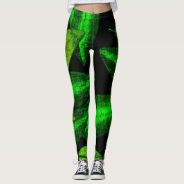 Neon Green Leaves Art. Leggings
