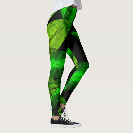 Neon Green Leaves Art. Leggings (Rechts)