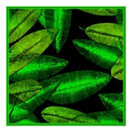 Neon Green Leaves Art. Perfect Poster
