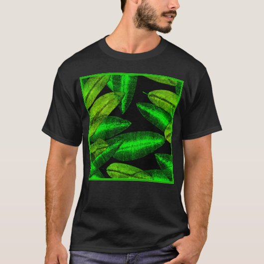 Neon Green Leaves Art. T-shirt (Voorkant)