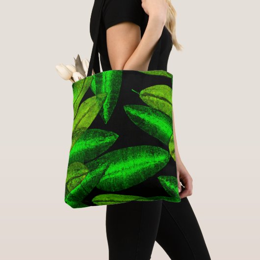 Neon Green Leaves Art. Tote Bag (Dichtbij)